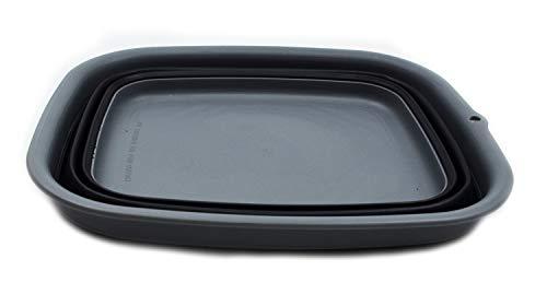 SAMMART SAMMART 9.45L (2.5 Gallon) Collapsible Tub - Foldable Dish Tub - Portable Washing Basin - Space Saving Plastic Washtub (Grey/Black, M)