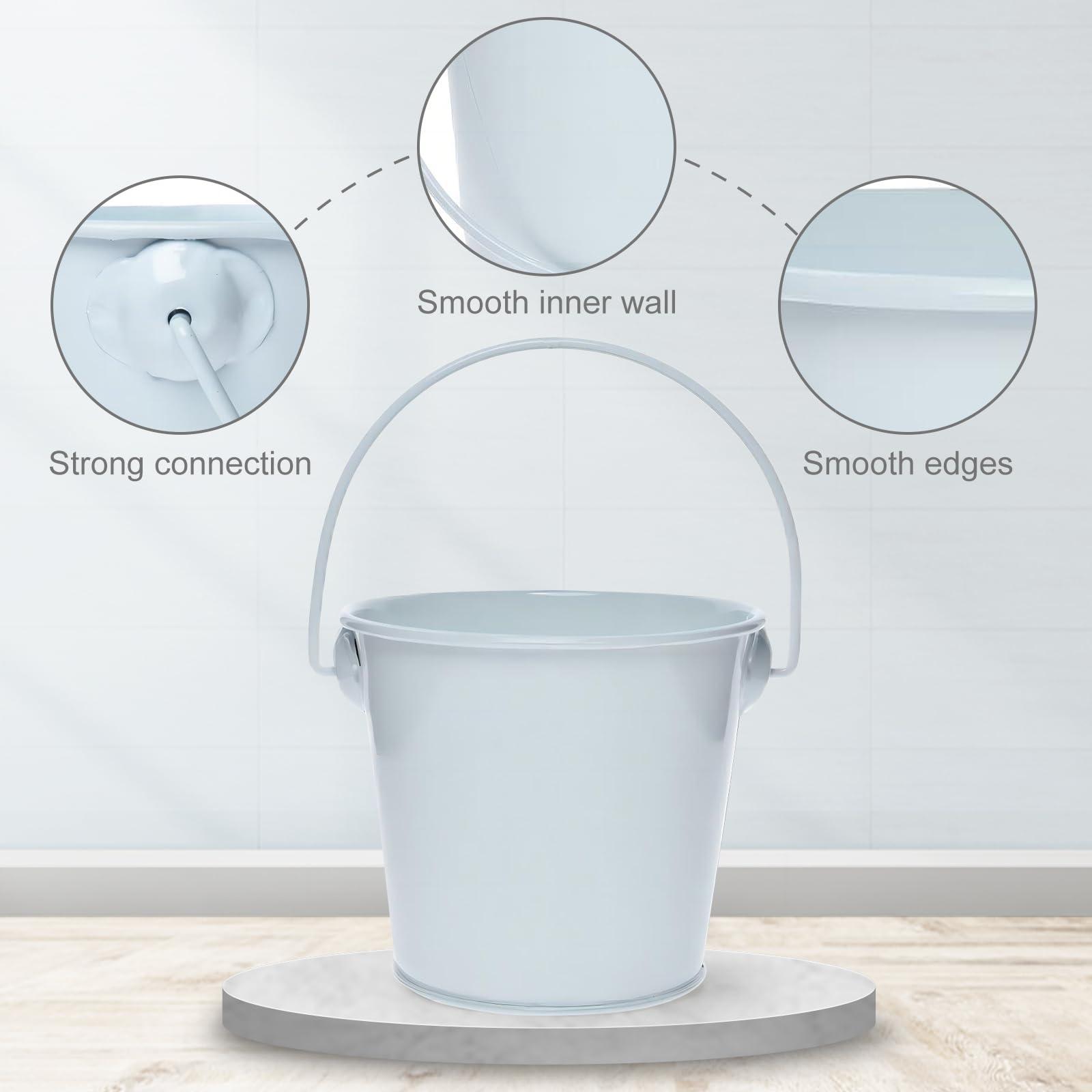 TAKMA TAKMA 3.1Inch Galvanized Mini Tin Buckets 12Pcs White Metal Buckets with Handle Best for Organizing, Penholder, Party Favors, Bridal Shower and Craft Projects(white)