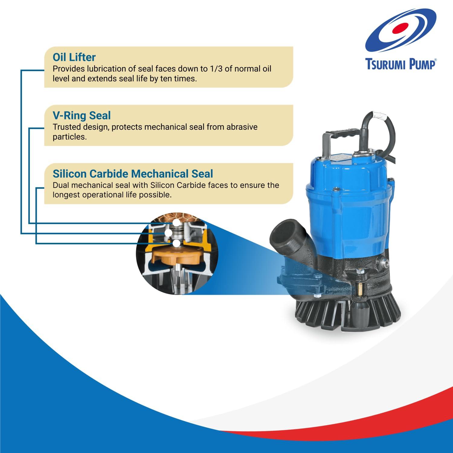 Tsurumi Tsurumi Pump HS2.4S 2\" 1/2HP Submersible Trash Pump