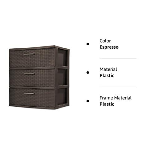 BLOSSOMZ BLOSSOMZ Plastic 3-Drawer Wide Weave Tower, Espresso