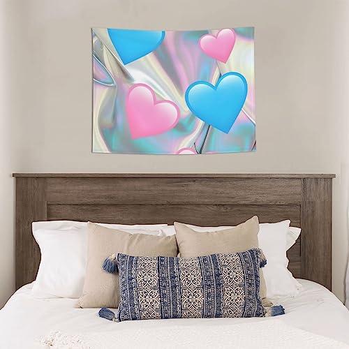 Kkaingg Kkaingg Pastel hearts, blue, love, pink Tapestry Wall Hanging Tapestry Wall Tapestry for Bedroom Aesthetic Tapestry Hippie Tapestry 29x37in