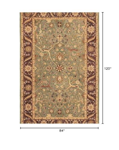Indian Carpet and Arts Indian Carpet and Arts Premium Quality Collection of Handmade Traditional Oriental Wool Rug, Ideal for High Traffic Areas in Living Room Bedroom & Hallway Size - 7' x 10' Feet, Light Green Ground.