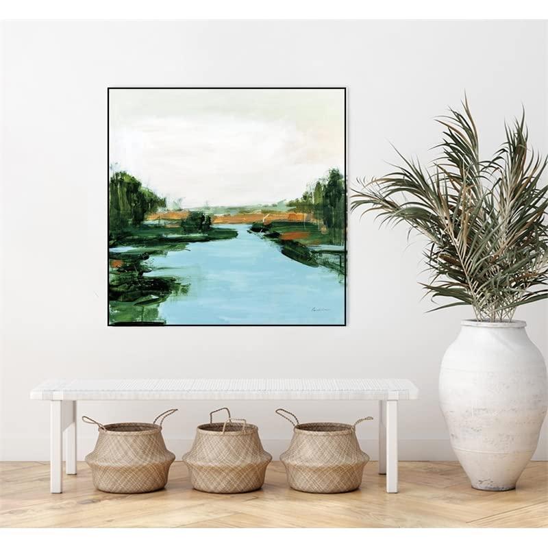 Giant Art Giant Art Canvas 20x20 River Flowing Through Framed in White