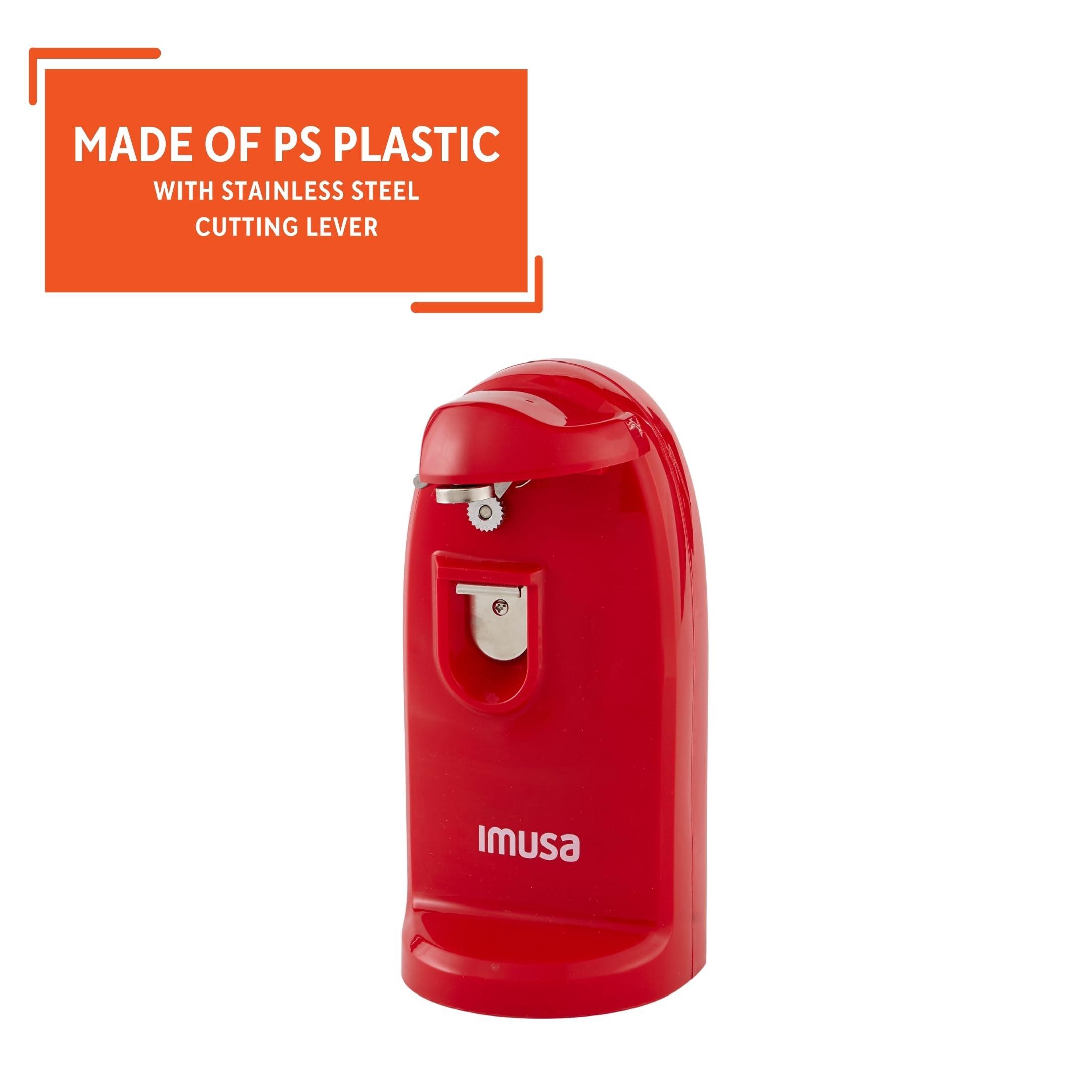 Imusa IMUSA USA Electric Can Opener with Bottle Opener and Knife Sharpener, Red Small