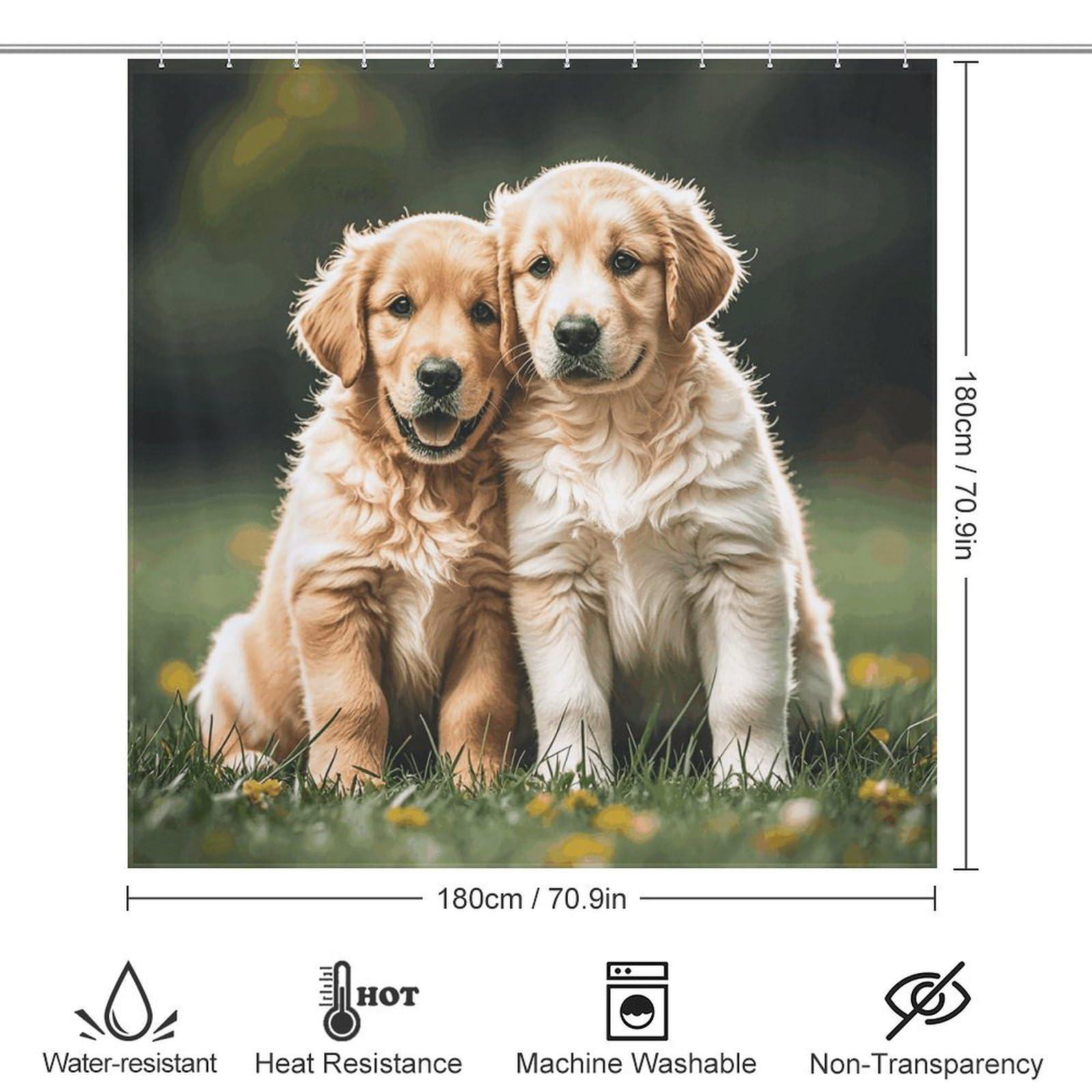 Dwrepo Dwrepo Golden Retriever Dogs Puppies Pets Shower Curtain Washable Lightweight Bath Curtain with 12 Hooks Home Polyester Shower Curtain for Bathroom Bathtub Shower Stall 72 X 72 Inches
