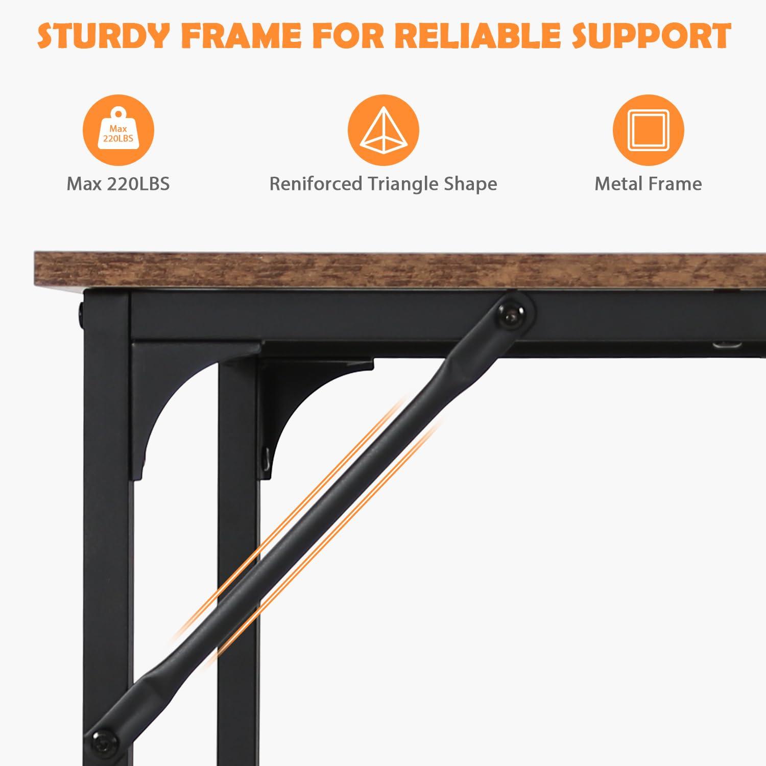 MKDLUFEI Small Desk, 32 Inch Small Computer Desk, Computer Table with MDF Board & Black Metal Frame, Work Desk with Adjustable Leg Pads, Office Table for Home Office Bedroom Small Spaces, Study Table, Vintage