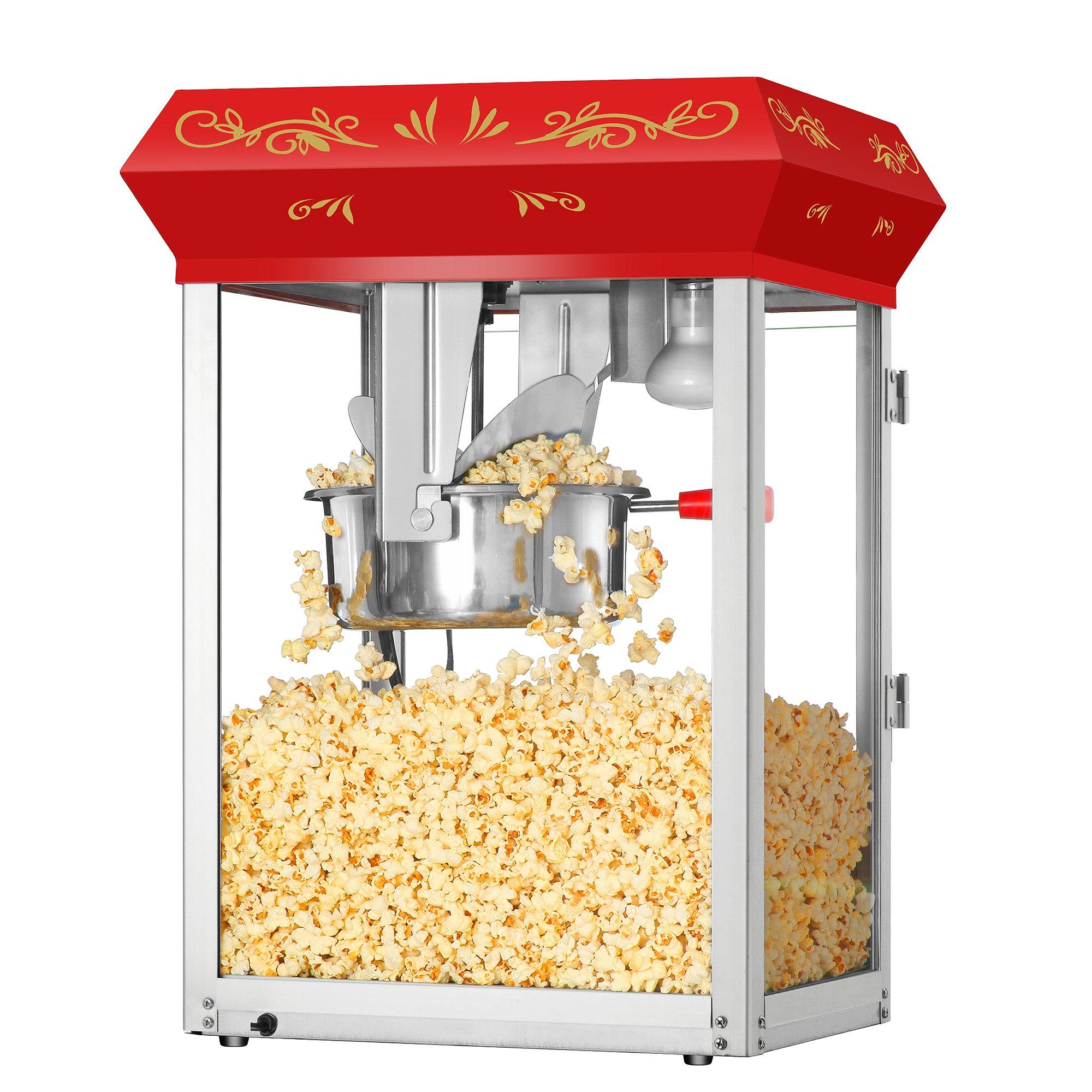 Superior Popcorn Company Movie Night Countertop Popcorn Machine - 3 Gallon Popper - 8oz Kettle, Old Maids Drawer, Warming Tray, Scoop by Superior Popcorn Company (Red)