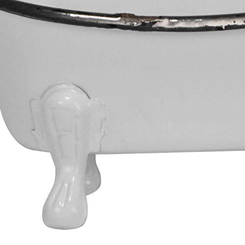 Foreside Home and Garden Foreside Home & Garden Black Rim White Enamel Bathtub Soap Dish