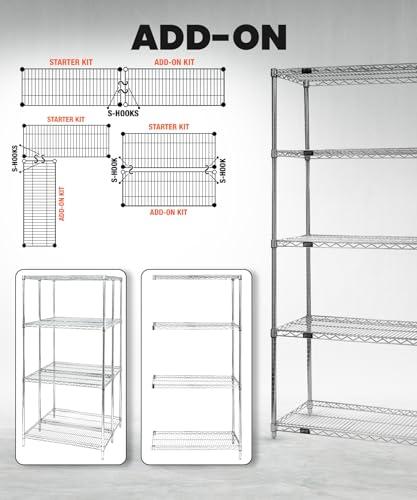 QUANTUM STORAGE SYSTEMS Quantum Storage Systems WR74-1436C Starter Kit Wire Shelves Chrome 4 Shelves 74" H x 36" W x 14" D