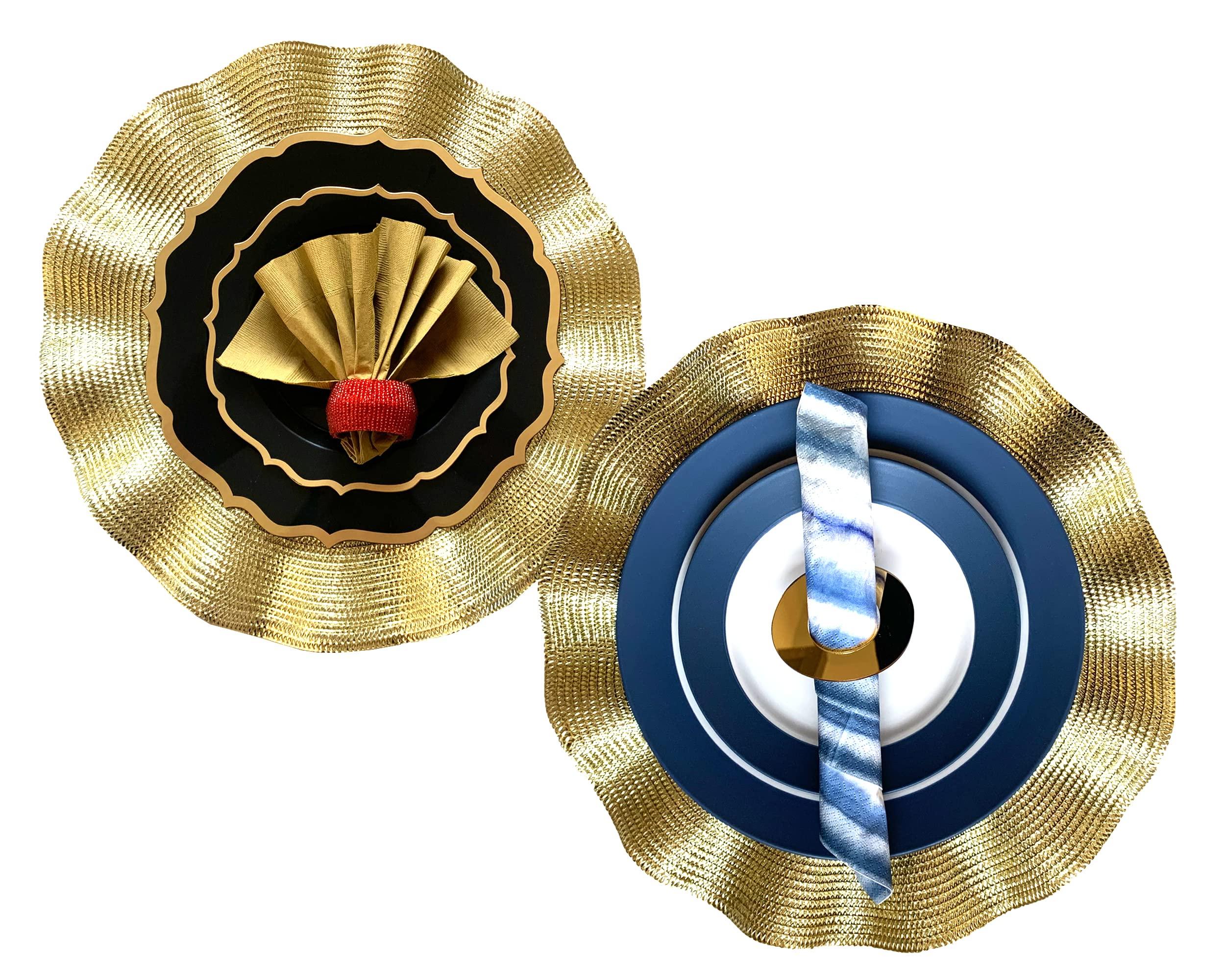 zees products gold chargers for dinner plates, gold charger plate, gold charger plates bulk, gold plate chargers, dinner plate chargers gold, (100)