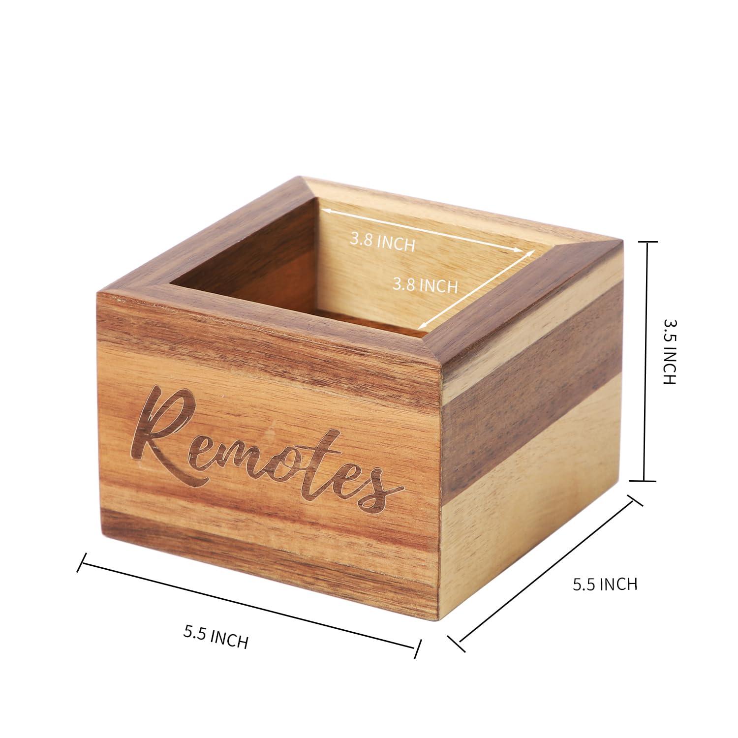 COOLEX COOLEX Remote Control Holder, Acacia Wooden Tv Remote Holder, Remote Holder for Table, Remote Control Storage Organizer Caddy