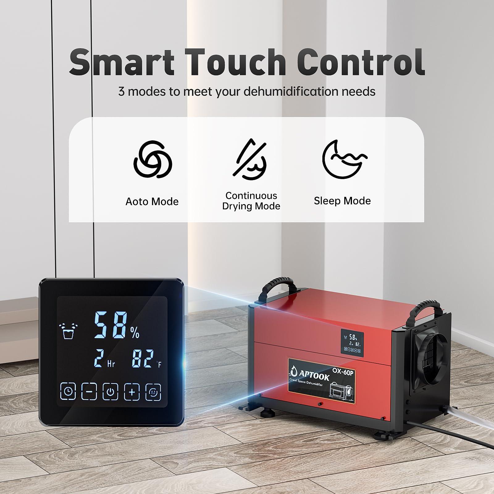 APTOOK Commercial Dehumidifier, 110 Pint Crawl Space Dehumidifier with Drain Hose,Remote Control for Crawlspaces & Basements, Whole House Dehumidifier with 3 Modes, Auto Defrost, Memory Starting, Timer