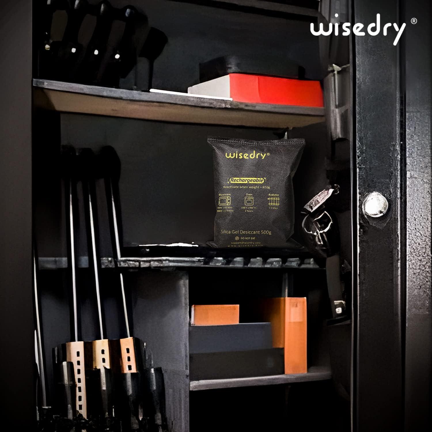 wisedry wisedry 4 x 500 Grams [4.4 lbs] Rechargeable Silica Gel Car Dehumidifier, Microwave Fast Reactivated Desiccant Packets Large for Gun Safe Closet Basement Garage Storage Moisture Absorber Bag Reusable