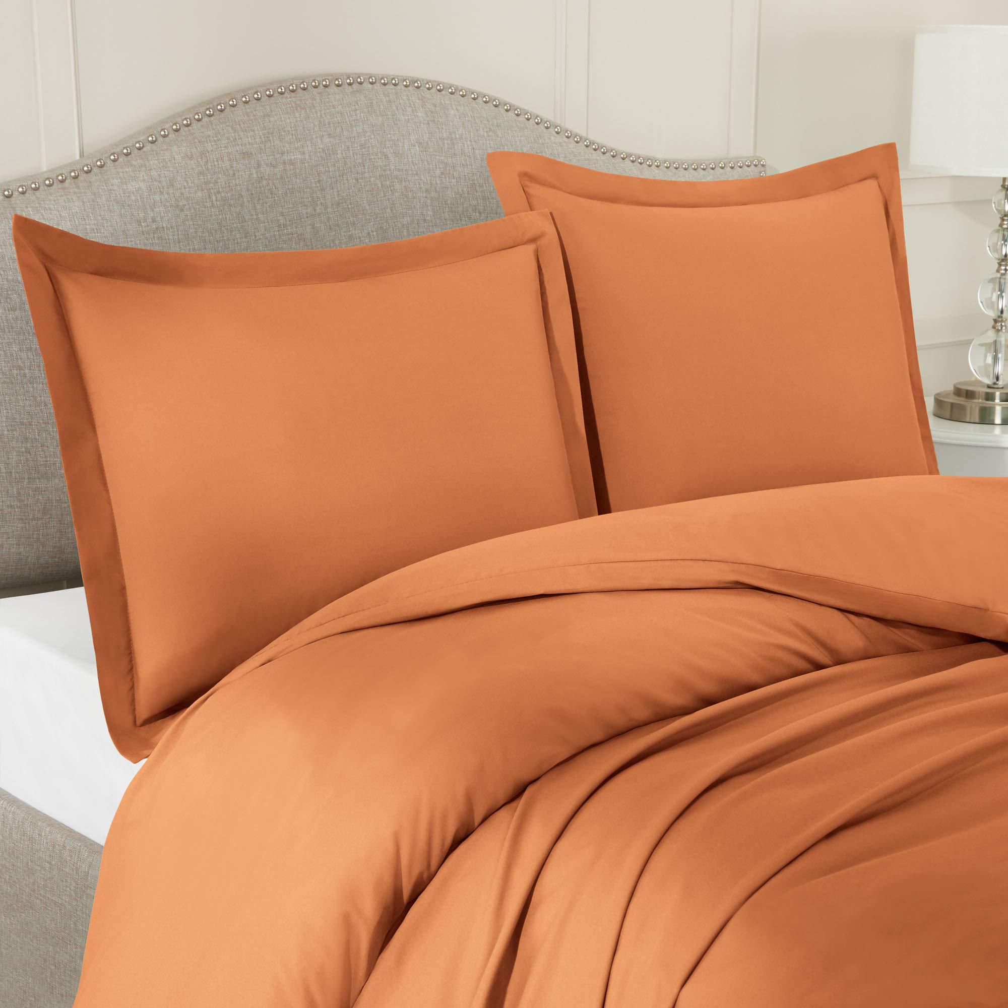 Sheets N More 400 Thread Count Rust Super King Size Duvet Cover Set, 3 Piece Double Brushed Cotton Duvet Cover with Button Closure, 1 Super King Duvet Cover (100 x 112) inches and 2 Pillow Shams