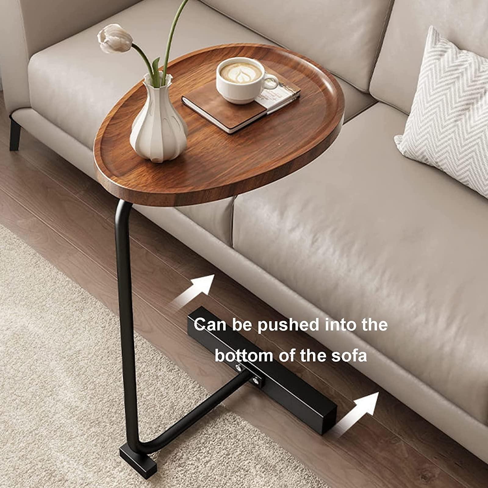 IDEAX Small Oval Coffee Table, Telephone Sofa Side Table Dining Table C Shaped End Tables Laptop Desk For Living Room, Bedroom, Balcony, And Office Other Small Spaces ( Color : Black-G , Size : 45*30*70cm )