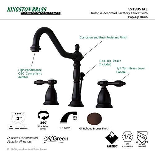 Kingston Brass Kingston Brass KS1995TAL Tudor Widespread Lavatory Faucet with Brass/ABS Pop-Up, 6-1/2-Inch, Oil Rubbed Bronze