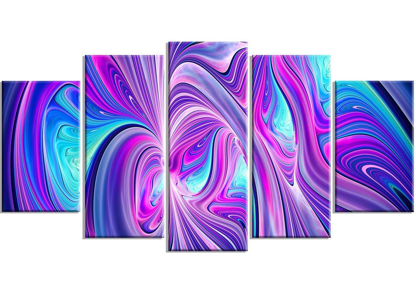 Designart Designart Purple and Blue Wonder Metal Wall Art-MT3070-60x32-5 Panels, 32\'\' H x 60\'\' W x 1\'\' D 5PD