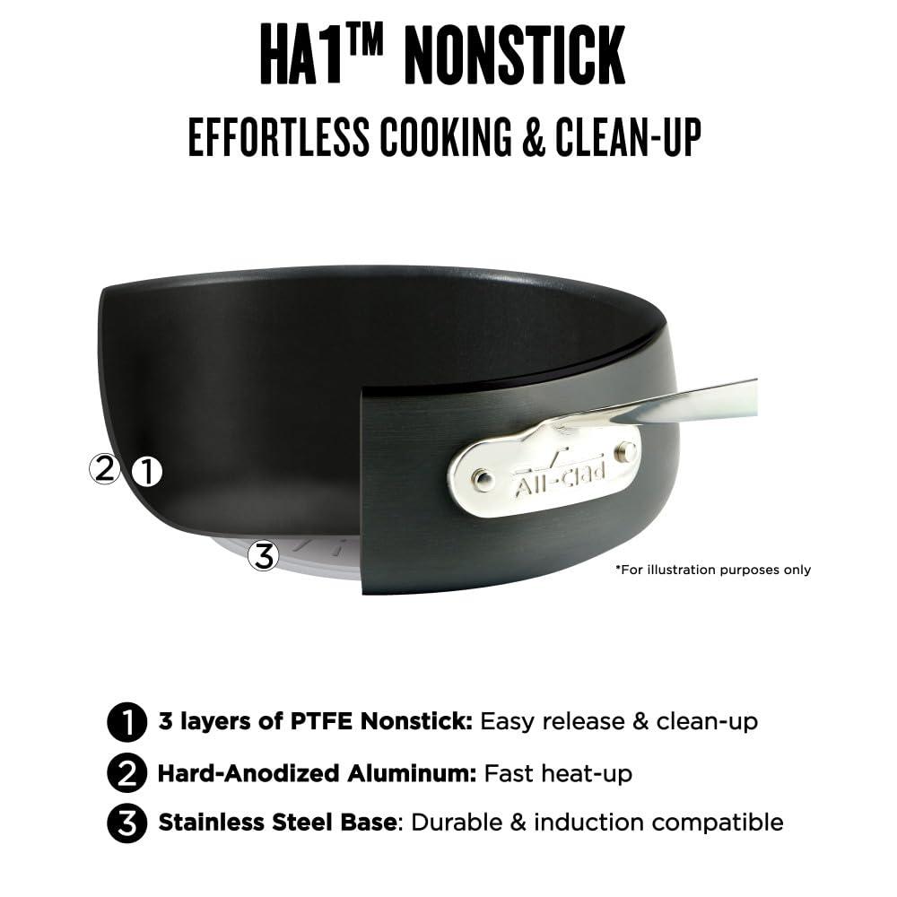 All-Clad All-Clad HA1 Hard Anodized Nonstick Roaster and Nonstick Rack 13x16 Inch Oven Broiler Safe 500F Roaster Pan, Pots and Pans, Cookware Black