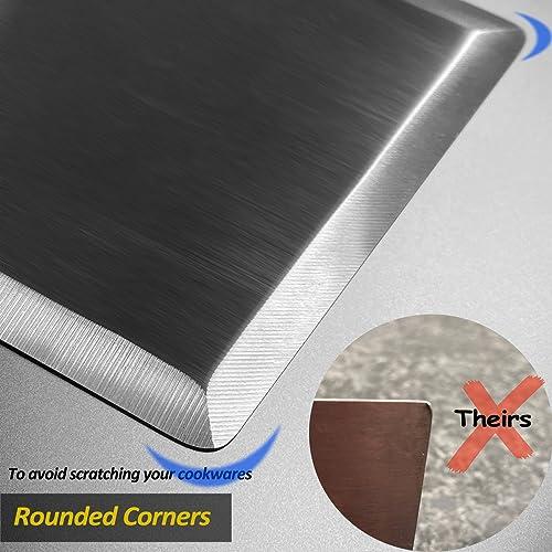 Vovoly Stainless Steel Spatula Set, Grill Spatula Set with Full Tang Handle & Beveled Edges, Long Wide Spatula for Cast Iron Griddle BBQ Flat Top Grill, Pancake Spatula, Smash Burgers Metal Spatula