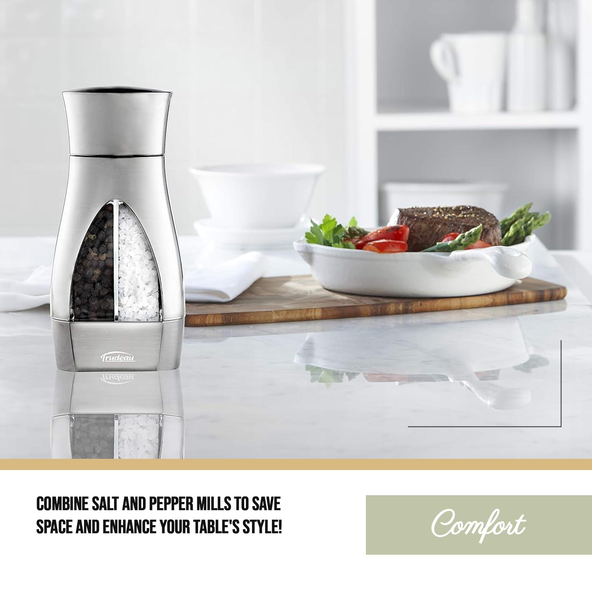 Trudeau Trudeau - 716451 Trudeau Stainless Steel Manual 2-in-1 Salt and Pepper Mill, 7.5 inches, Silver