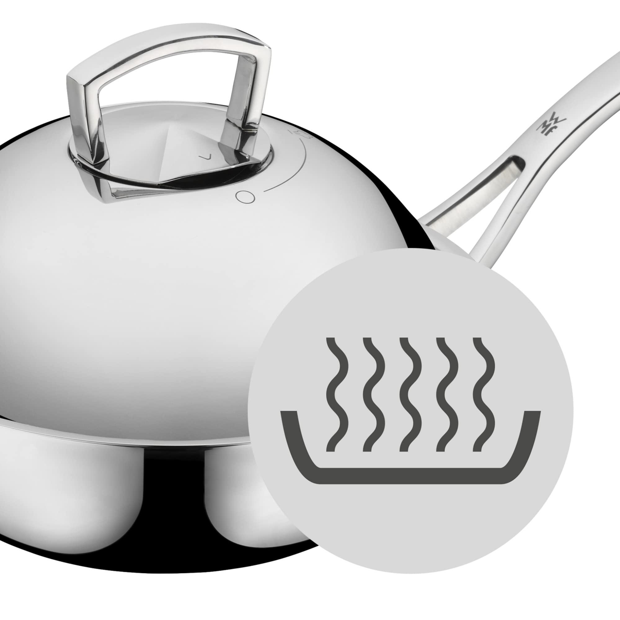 WMF WMF Wok Multiply 28cm with Metal lid, Stainless Steel, Silver, 57.5 x 33.2 x 20.3 cm