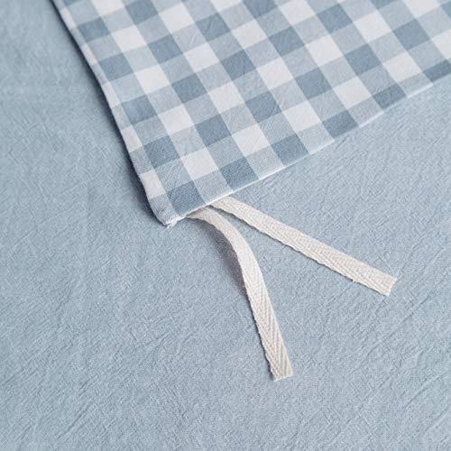 SUSYBAO SUSYBAO Gingham Duvet Cover King 100% Washed Cotton Light Blue Plaid Duvet Cover 3 Pieces Set 1 Blue Grid Duvet Cover with Zipper Ties 2 Pillowcases Luxury Soft Gingham Bedding Set Breathable Durable