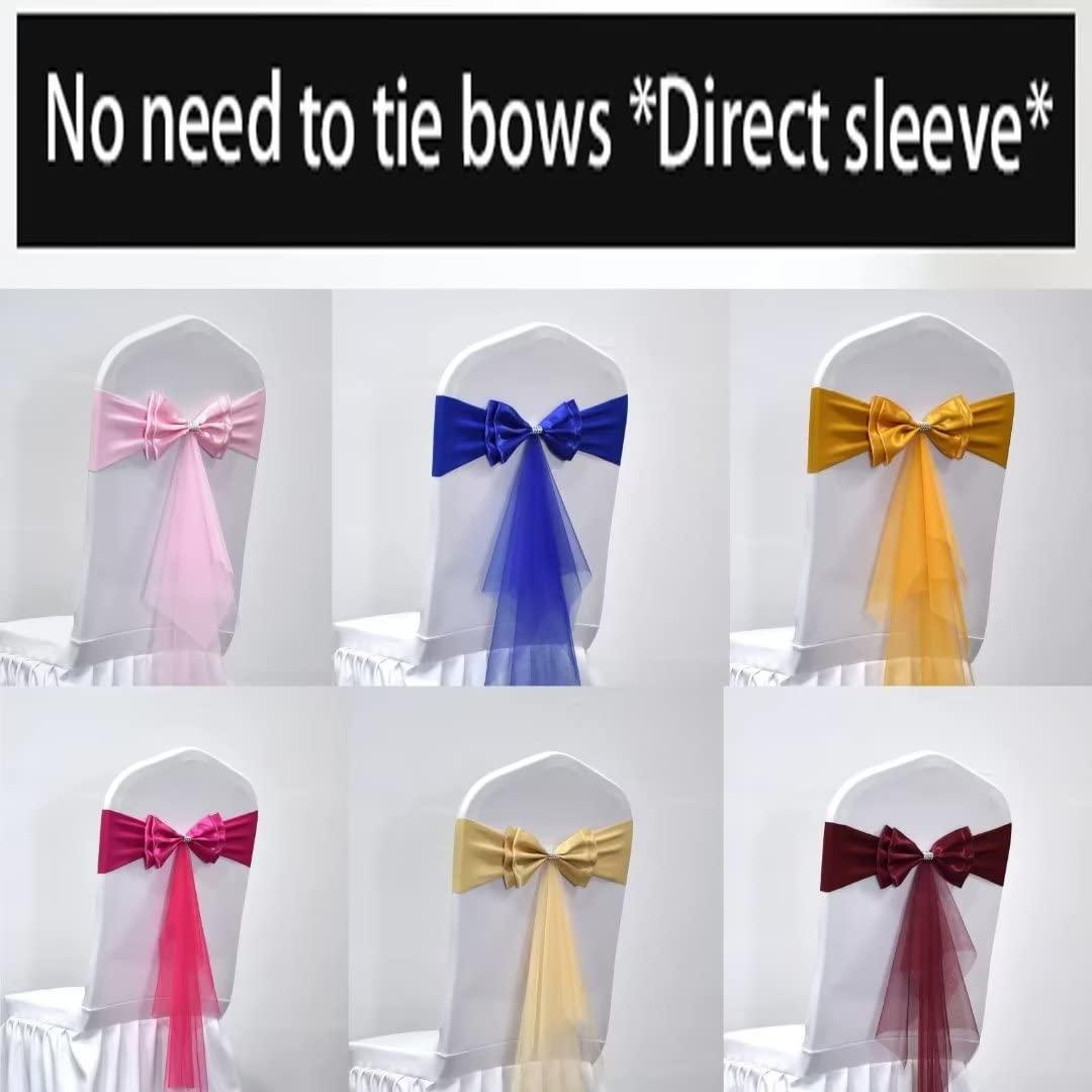 wlsgdsg Stretch Spandex Chair Sashes Bands Polyester Chair sash for Banquet Party Chairs Covers Wedding Ceremony Elastic Bows DecorationsDark Blue 100 Pcs