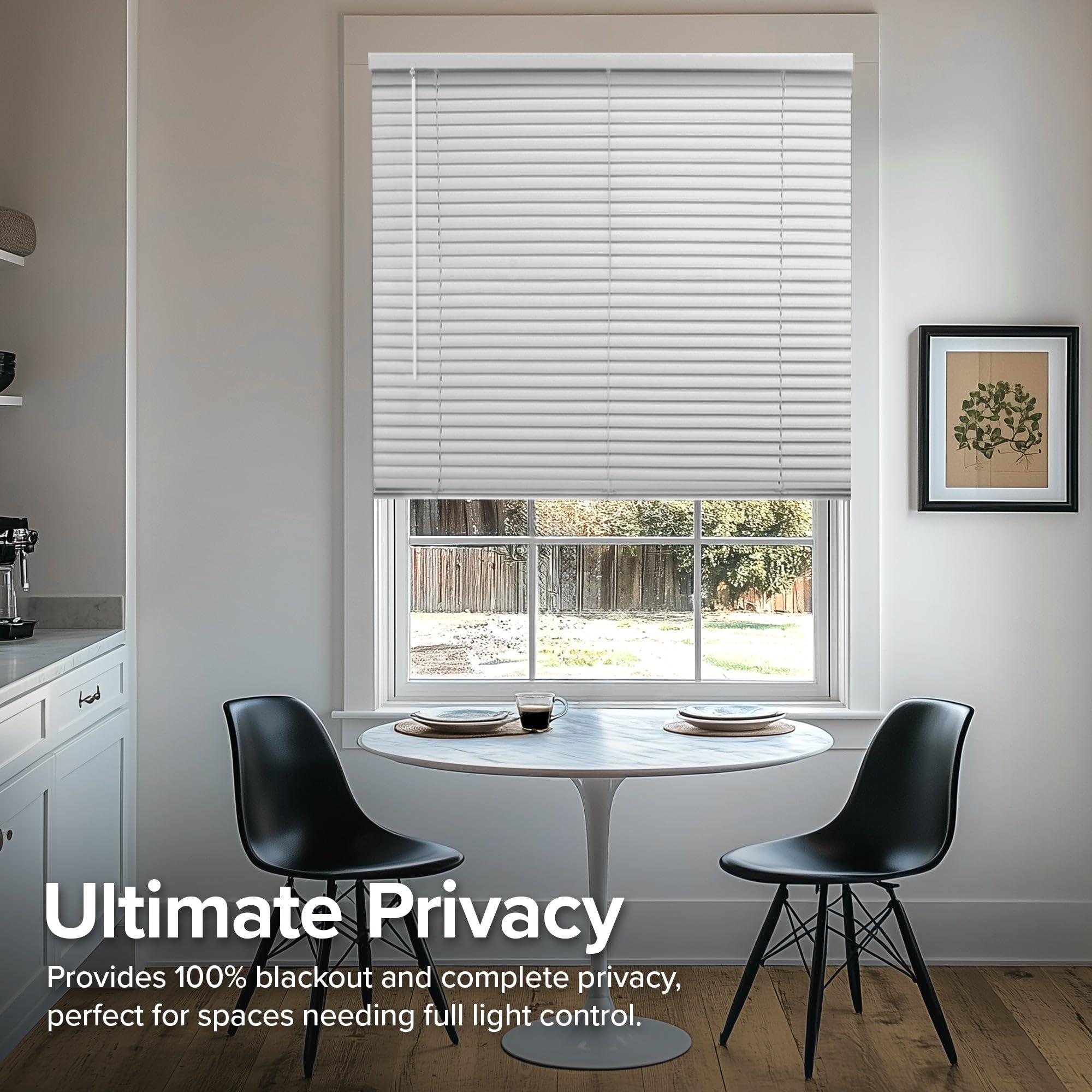 CHICOLOGY CHICOLOGY Cordless Mini Blinds, 1-Inch Slats, Vinyl Window Shades, Room Darkening & Privacy, Easy Install - Ideal for Windows, Doors, Campers - Midnight White, 56.75" W x 60" H