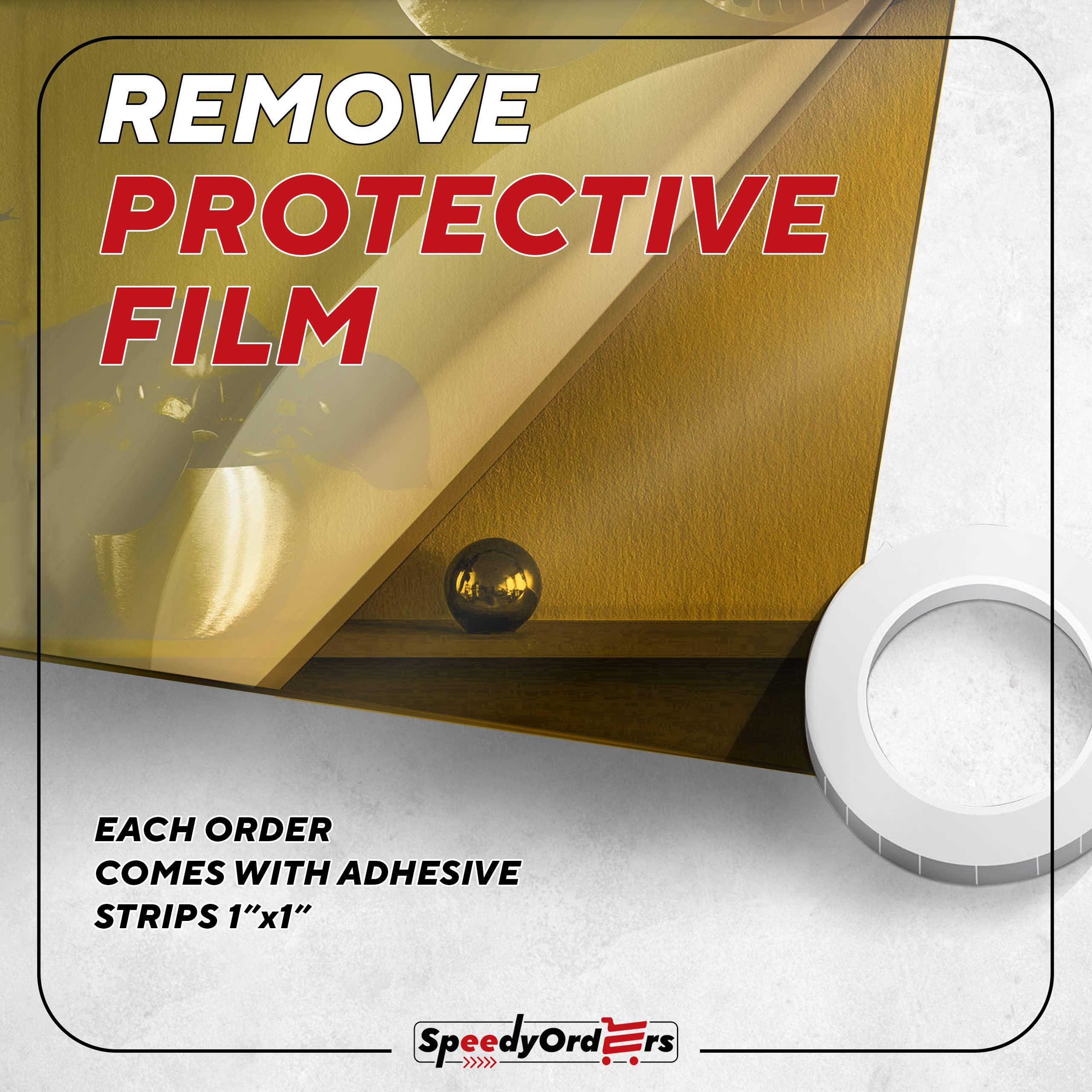 SPEEDYORDERS SPEEDYORDERS Gold Acrylic Mirror Sheet Plexiglass 24 x 24 Inches Round Corner R=1 Shatterproof Mirror Gold Plexiglass Sheet Plastic Mirrors for Wall Ideal for Decoration, Craft, Home Decor