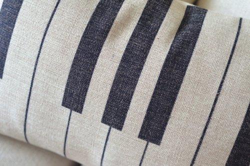 decorbox Decorbox Piano Keyboard Simple Music Throw Pillow Case Decor Cushion Covers Oblong 20*12 Inch Beige Cotton Blend Linen