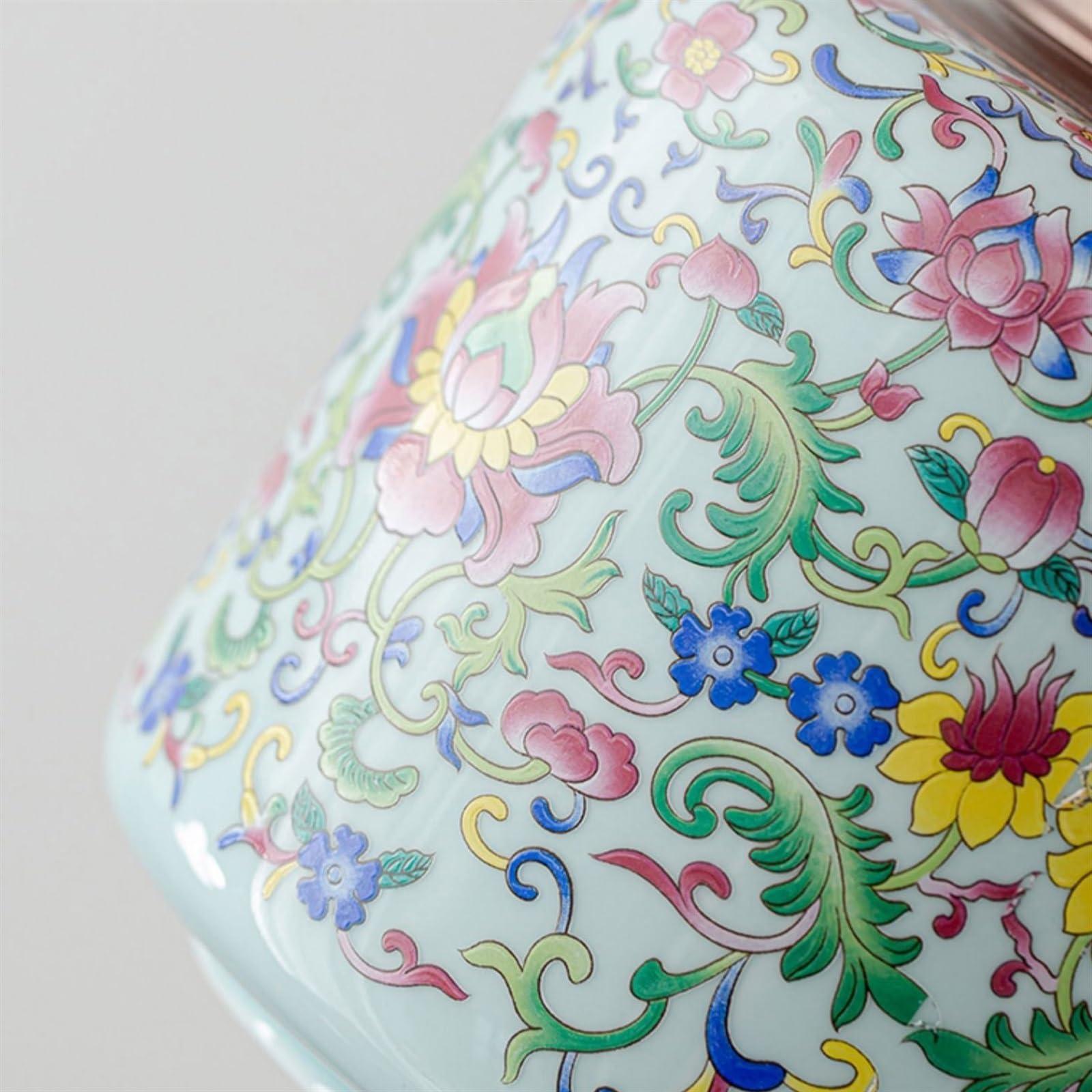 GRFIT Tea Tin Beautiful Enameled Loose Leaf Tea Canister Ceramic Double Lid Sealed Canister Large Premium Tea Warehouse Loose Tea Storage Containers