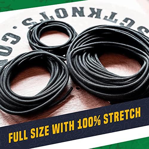 SGT KNOTS SGT KNOTS Diamond Grip Black Bungee Cord - 100% Stretch Elastic Cord and Absorbent Bungee Shock Cord for Camping, Kayak Deck, Crafting (1/4\" x 50ft)