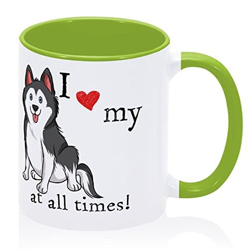 Funlucy Siberian Husky Funny Novelty Mugs I Love My Dogs at All Times Coffee Mug Ceramic Mug Tea Cup Birthday Christmas Mug Gift for Him Her Mother Father, 11 Oz