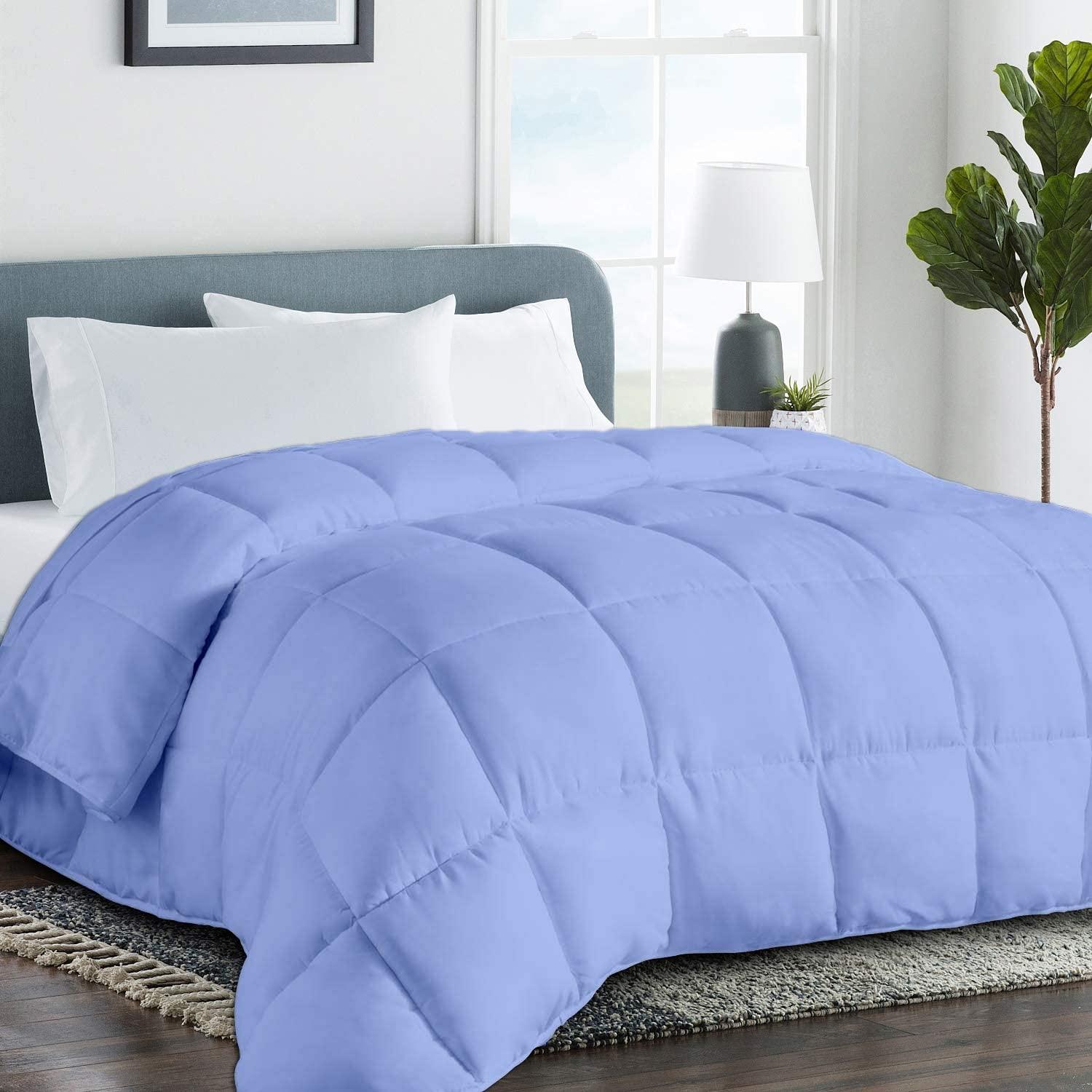 The OutNeT The OutNeT All Season Hypoallergenic Luxurious Down Alternative Cotton Comforter, Ultra-Soft 750 Fill-Power Super King Size Measure 110\" x 96\", Ligth Blue