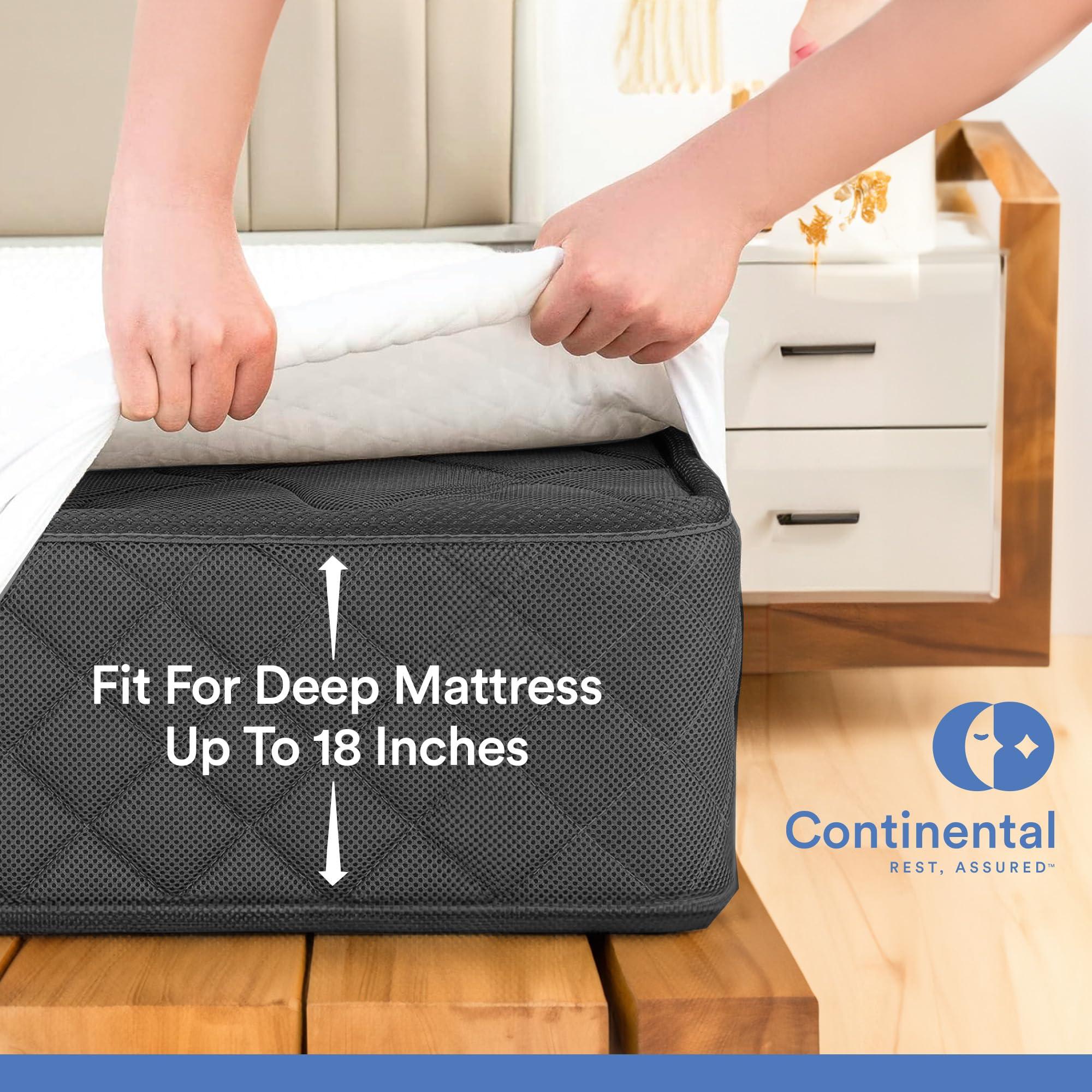 Continental Bedding Continental Bedding Queen Size Waterproof Mattress Protector Sheet- Quilted Fitted Mattress Cover - Premium Cotton Mattress Bed Pad Topper Up to 18 Inches Deep - Machine Washable - 300 Thread Count