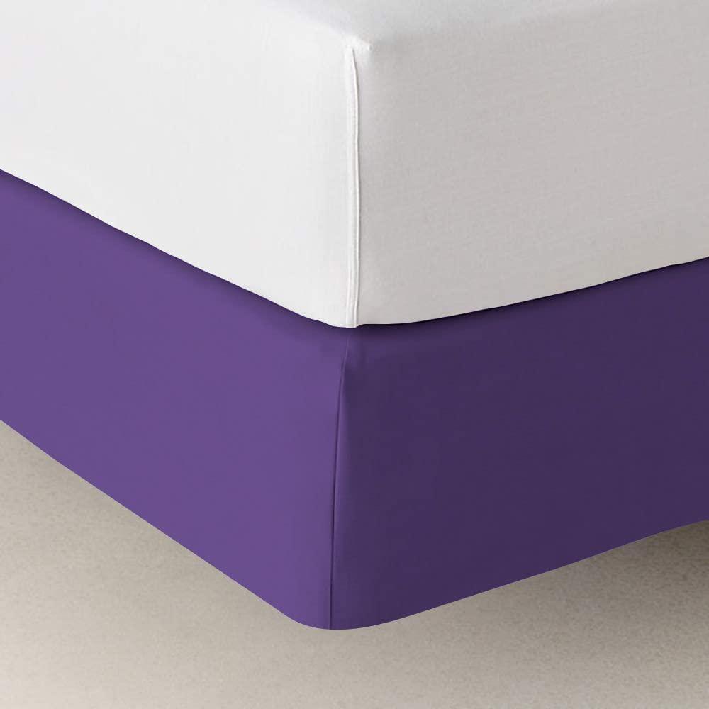 mFabrics mFabrics StretchWrap Box Spring Cover - 100% Egyptian Cotton, 1000 TC, Wrap Around 4 Sides Bed Skirt for Hotel & Home, Fits Box Springs up to 6 Inch - Queen, Purple