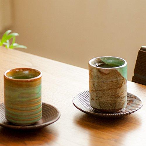 ISSIKI JAPAN Ceramic Japanese tea cup, MINOYAKI, Aoshino, Chisuji, Yunomi (Set of 2) 5 fluid ounce