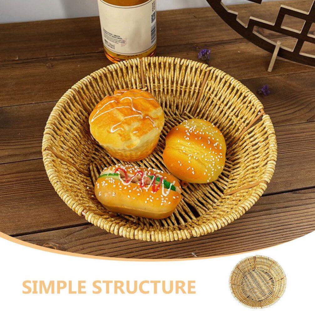 VOSAREA VOSAREA Woven Fruit Basket Rattan Storage Basket Wicker Bowl Seagrass Trays Plastic Orange Snacks Storage Plate for Fruits Vegetables Snacks Kitchen Restaurant