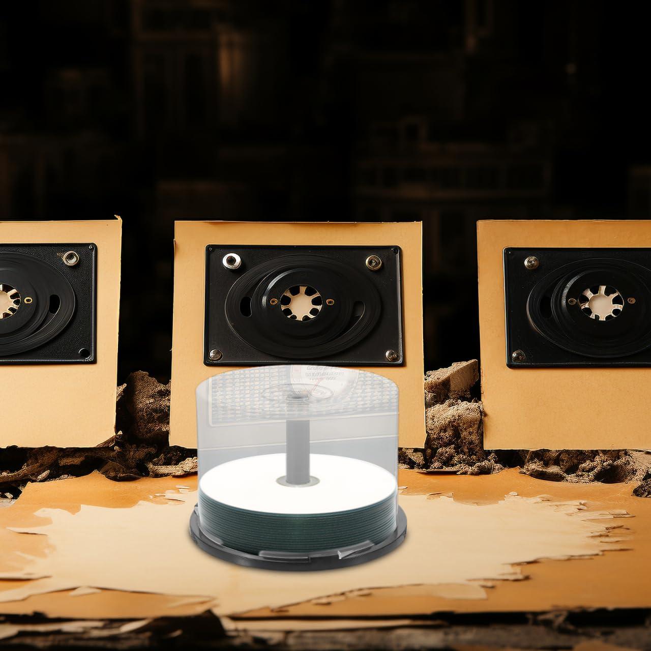 jojofuny jojofuny CD/DVD Cake Box Spindle, 4pcs 50 Disc Capacity CD Holder Empty DVD Storage Bucket Clear Storage Containers Plastic Column Dvds Bucket with Black Spindle