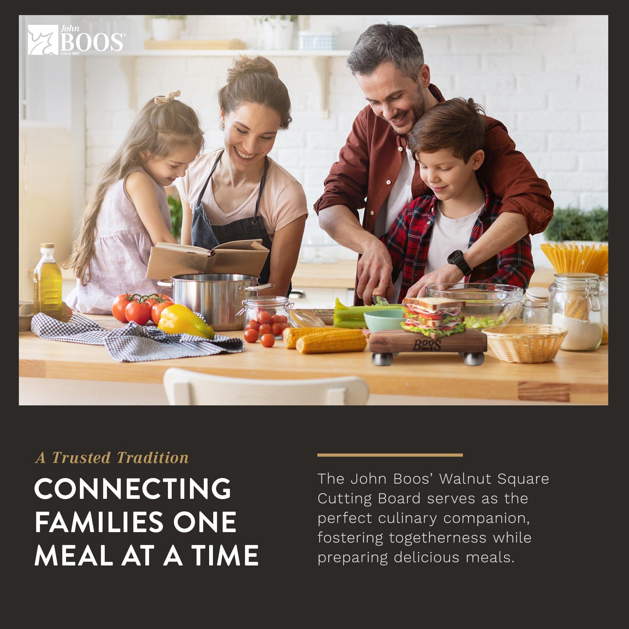 John Boos John Boos Block Square Wood Cutting Board, B Series w/Feet, 9\"x9\"x1.5\", Walnut