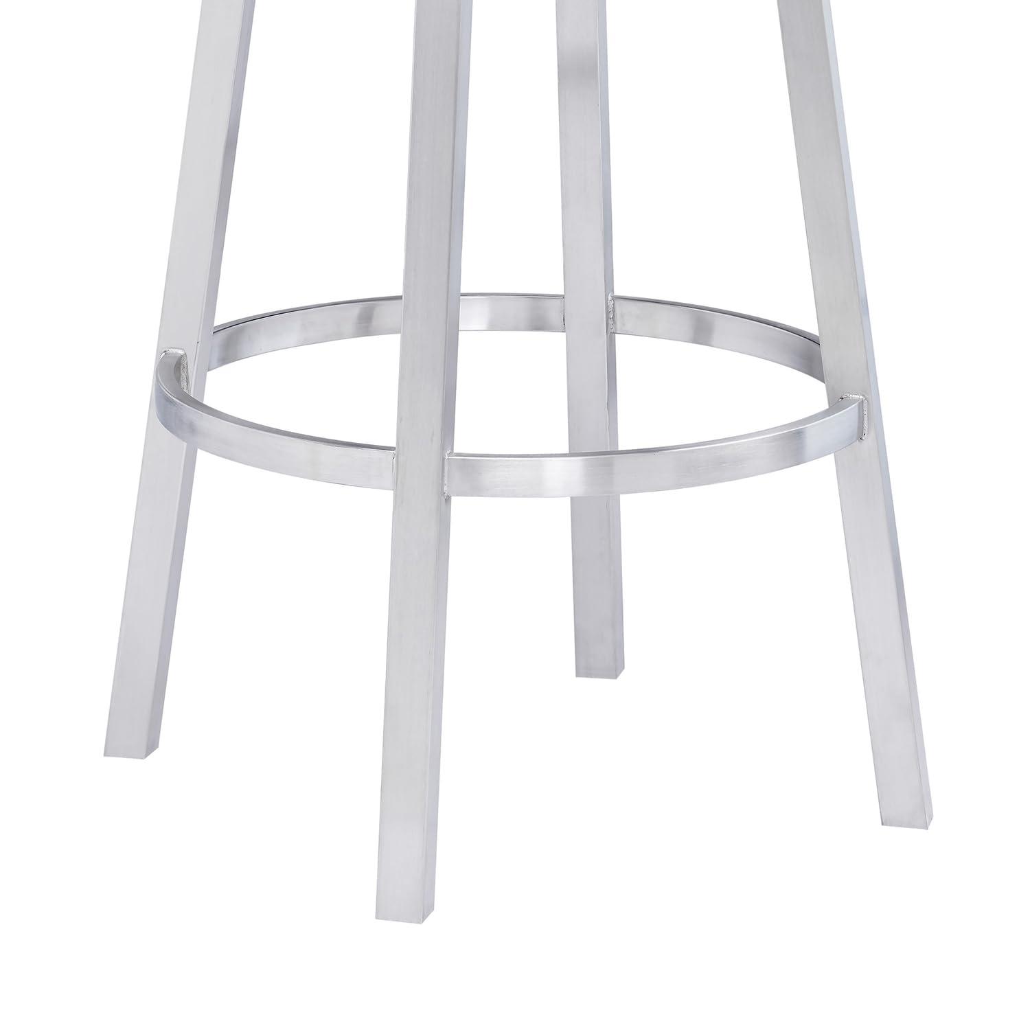 Armen Living Armen Living Mardrid LCMABABSGR26 Counter Chair, Gray, 360 Rotation, Stainless Steel, Faux Leather Seat, Seat Height 26.0 inches (66 cm)