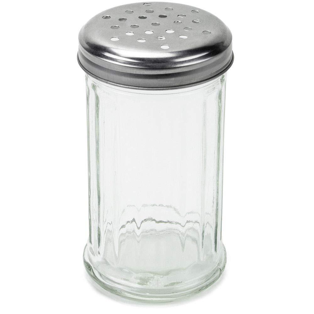 Libbey SET of 2 - 12 Oz. (Ounce) Multi-purpose Spice Seasoning Grated Cheese Shaker Retro Dispenser, Glass Jar, Perforated Stainless Steel Lid