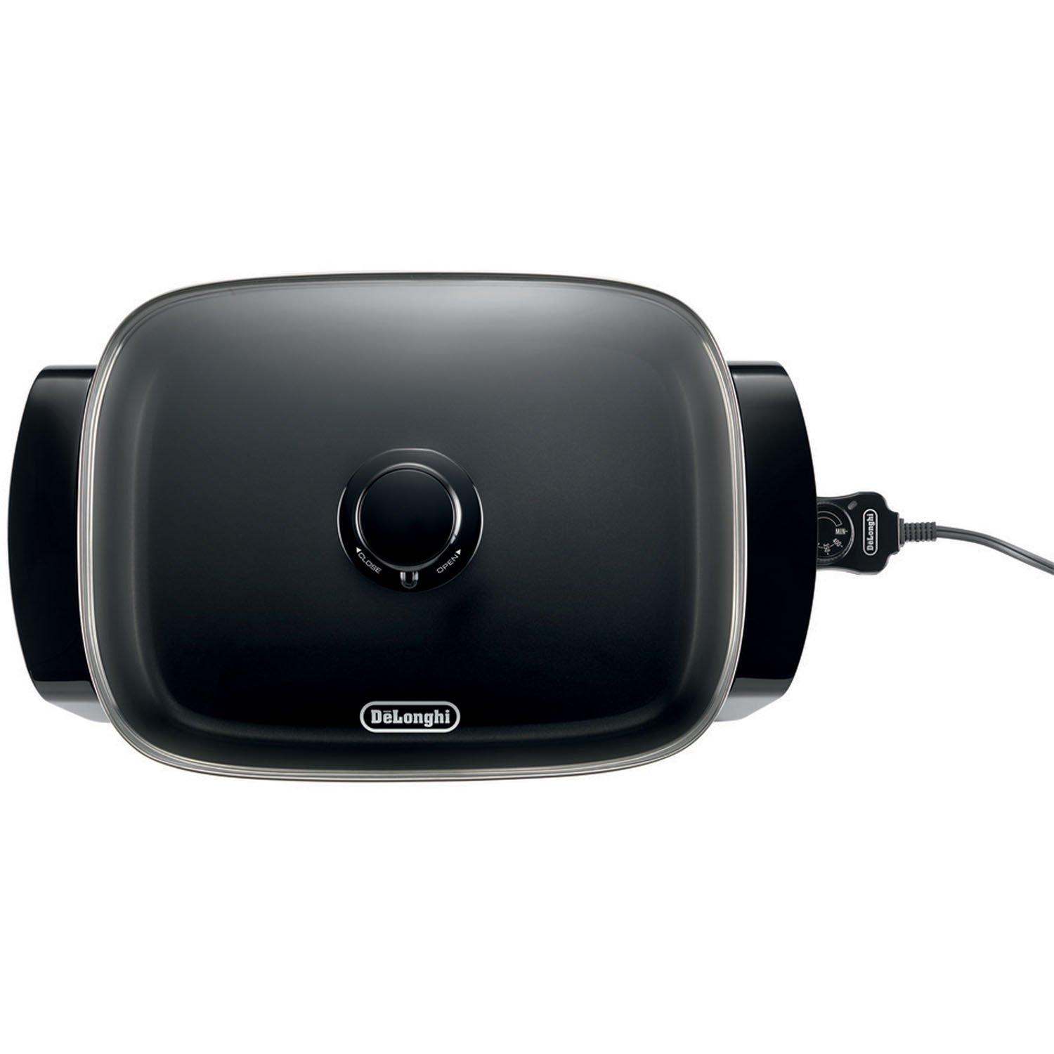 De'Longhi De'Longhi Electric Skillet with Tempered Glass Lid, 16" X 12", Black