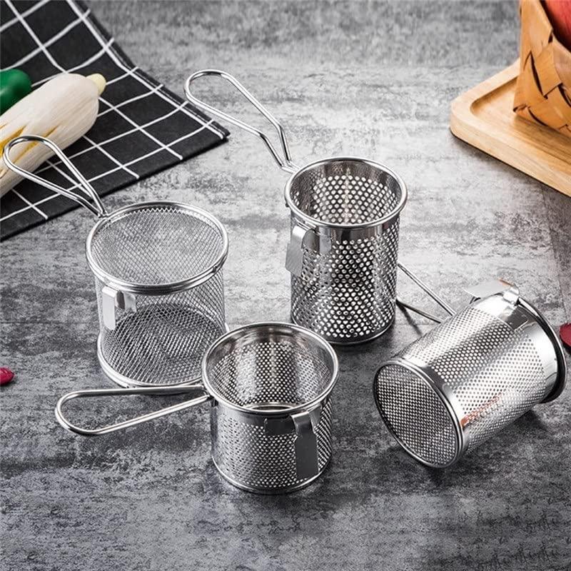 HEAIQI Fryer Basket Strainer Basket 304 Stainless Steel Hot Fry Basket Filter Food Colander Leaking Oil Can Be Screened Surface Fried Food Filter French Fries Basket