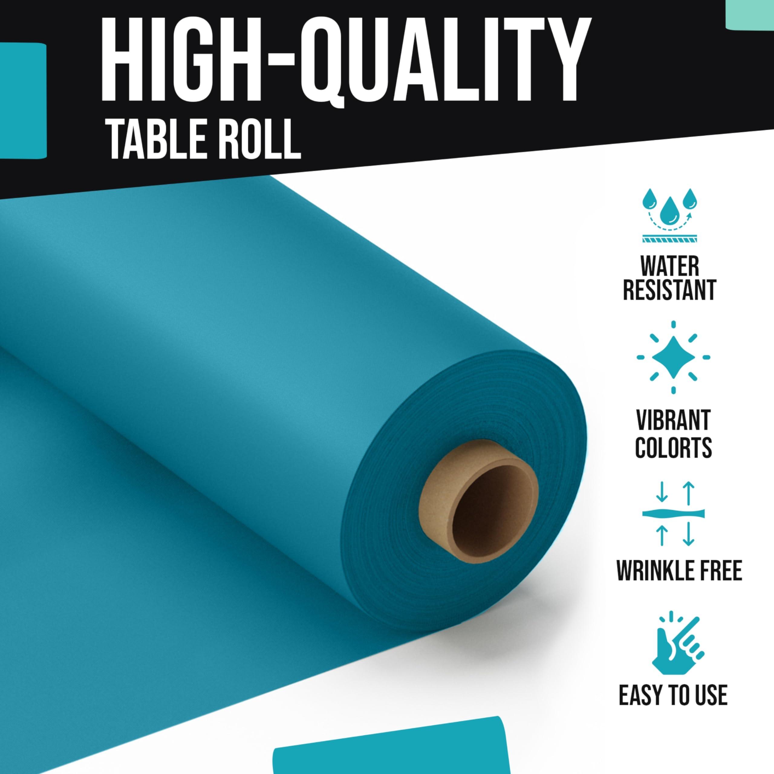 Exquisite Exquisite Turquoise Plastic Table Cover Roll 40\" X 300\' Table Cloth Plastic Cover Roll - Premium Quality Banquet Rolls - Disposable Tablecloth Rolls - Table Cloth Rectangle Table Rolls