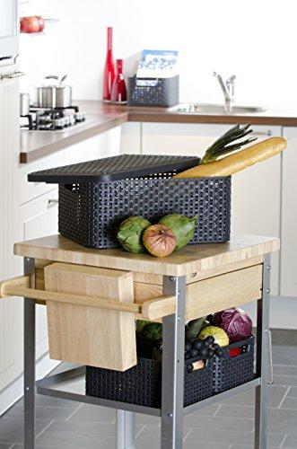 Curver Curver Style 205847 Storage Box Rattan Look Size M with Second-Generation Lid Polypropylene