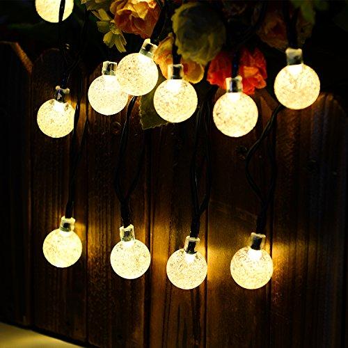 BAOANT BAOANT Solar String Lights Fairy Lights 20Ft 30 LED Crystal Ball String Lights Starry Lights Globe String Lights for Garden Home Patio Indoor Outdoor(Warm-White)