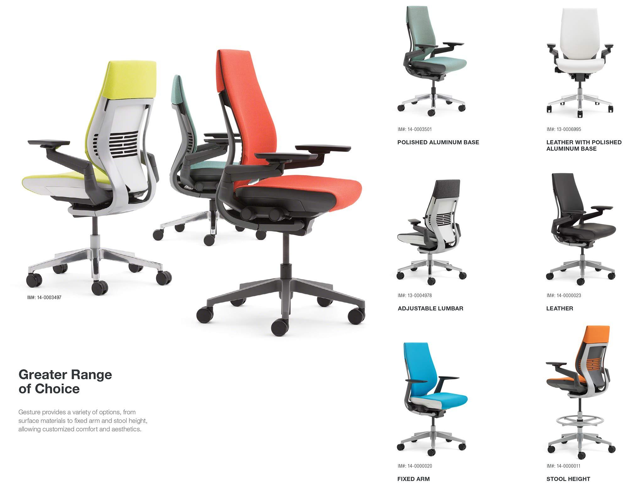 Steelcase Steelcase Gesture Office Chair - Cogent: Connect Nickel Fabric, Low Seat Height, Wrapped Back, Light on Light Frame