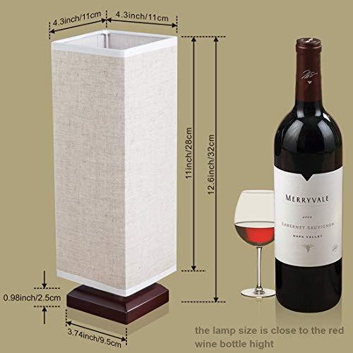 ZEEFO ZEEFO Bedside Table Lamp, Retro Style Solid Wood Base Table Lamps with Fabric Shade Nightstand Mini Desk Lamps for Bedroom, Living Room, Bookcase (Square)