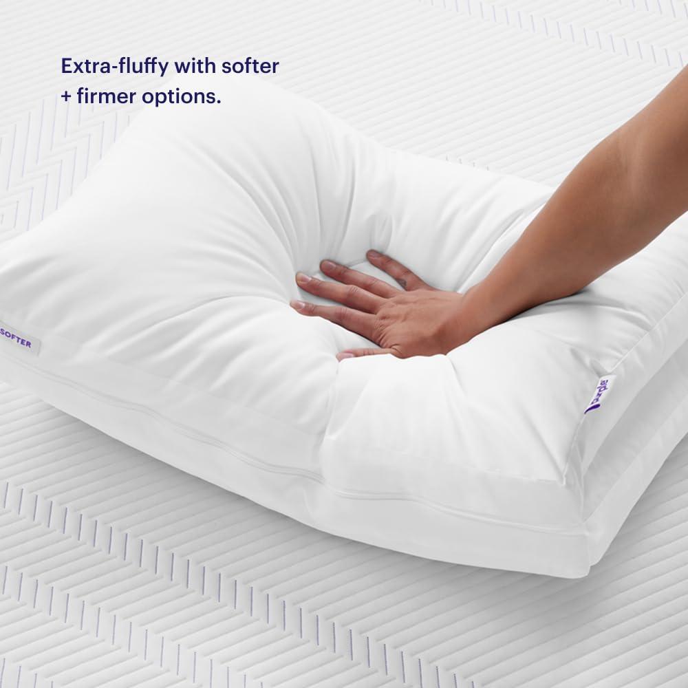 Purple Purple TwinCloud Pillow | Adjustable Support for Soft or Firm Support, Perfect Side Sleeper Pillow, White